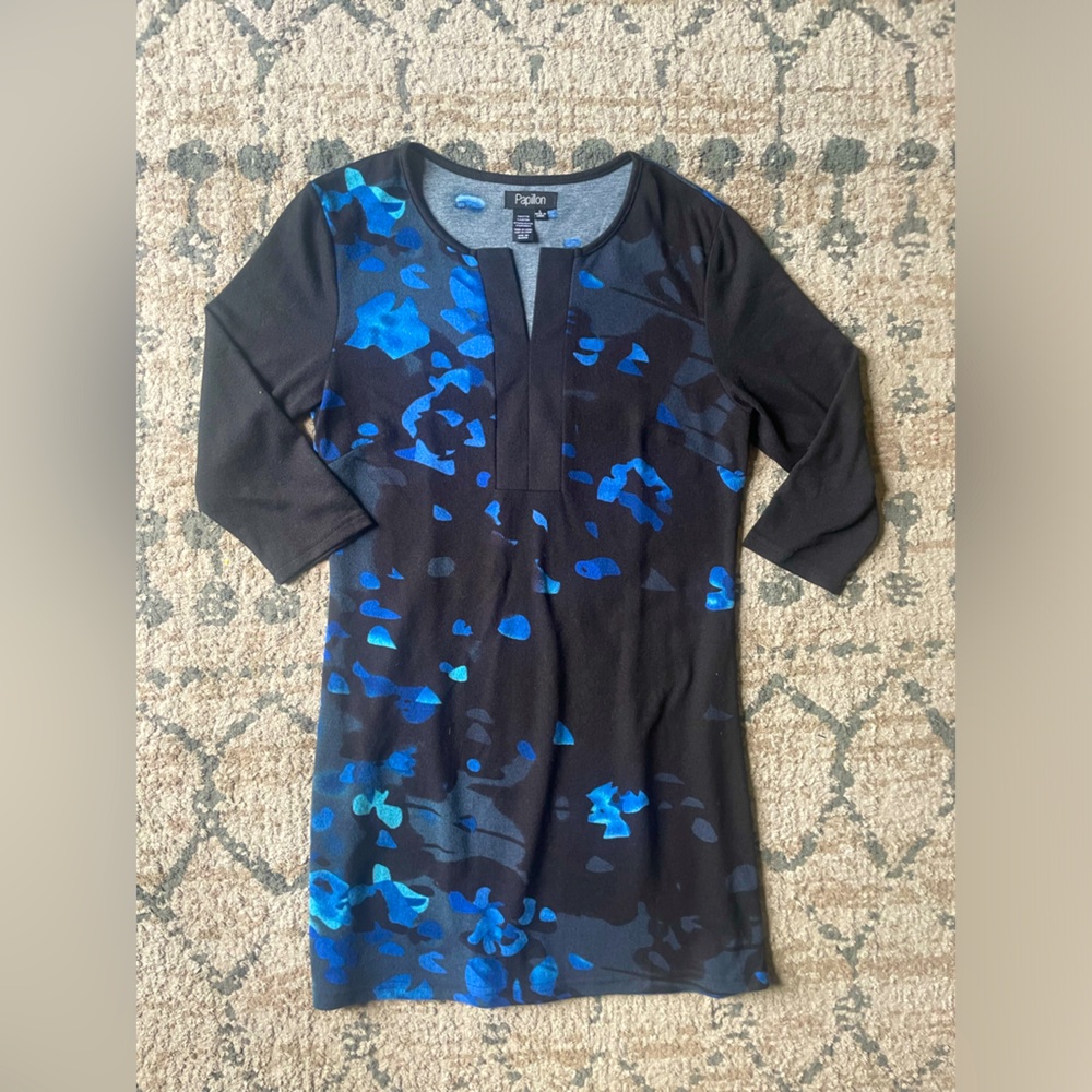 Papillon Women Tunic Top Size Large Floral Knit Colourful Office Business 10/10